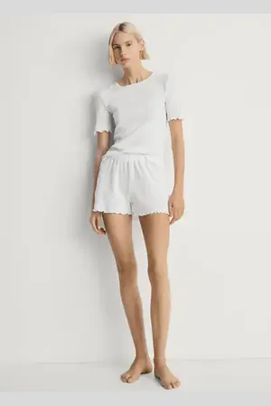 MANGO Shorts pijama algodón desagujado