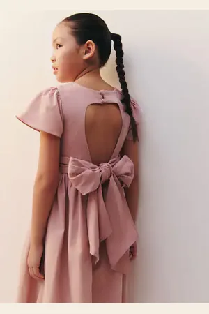 MANGO KIDS Vestido lino abertura espalda
