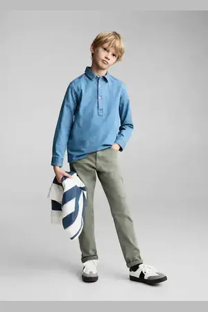 MANGO KIDS Camisa vaquera cuello polo