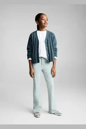 MANGO KIDS Jeans flare bajo deshilachado 8