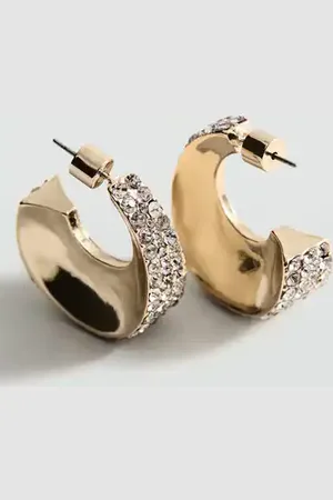 MANGO Pendientes aro cristales facetados Unitalla