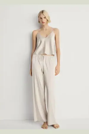 MANGO Pantalón pijama seda