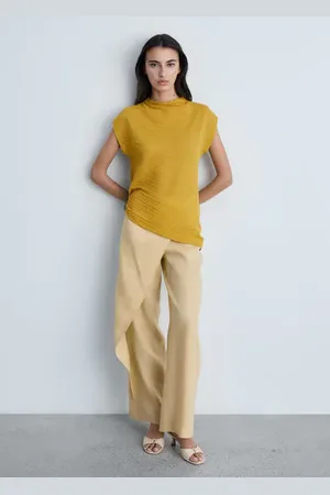 MANGO Pantalón cruzado lino E