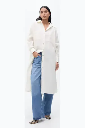 MANGO Camisa larga lino CH