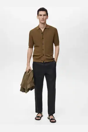 MANGO AN Pantalón % lino pinzas 4
