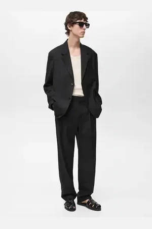 MANGO AN Pantalón traje relaxed fit pinzas 4