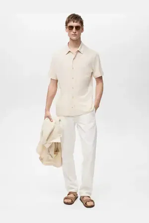 MANGO AN Camisa lino regular fit