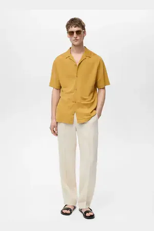 MANGO AN Camisa modal cuello bowling E