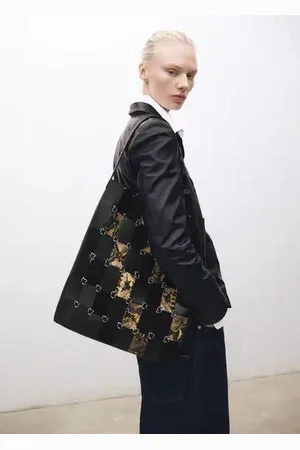 MANGO Bolso shopper piel patchwork combinado Unitalla