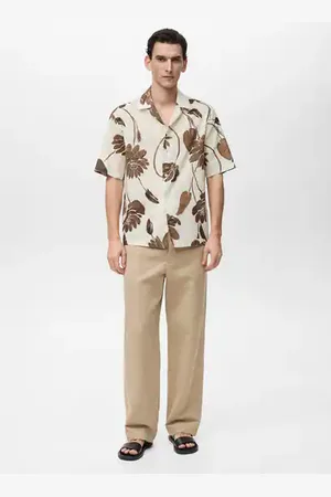MANGO AN Camisa estampado floral cuello bowling CH