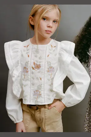 MANGO KIDS Blusa bordado flores