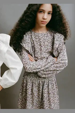 MANGO KIDS Vestido flores volantes 4 años