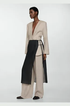MANGO Pantalón traje % lino