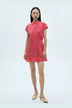 MANGO Vestido camisero algodón rayas