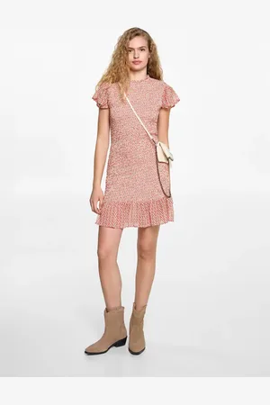 MANGO TEEN Vestido fruncido estampado