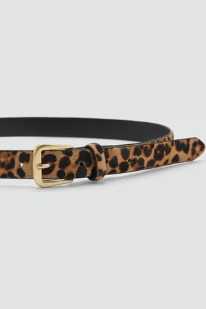MANGO Cinturón piel leopardo