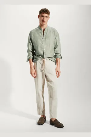 MANGO AN Camisa % lino cuello mao E