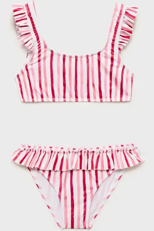 MANGO KIDS Bikini rayas volante 2 años