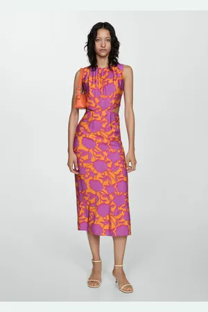 MANGO Vestido estampado aberturas