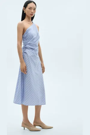 MANGO Vestido asimétrico drapeado rayas CH