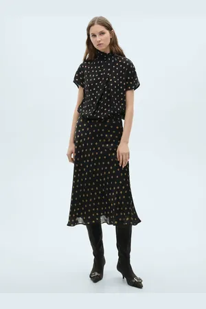 MANGO Blusa topos cuello drapeado