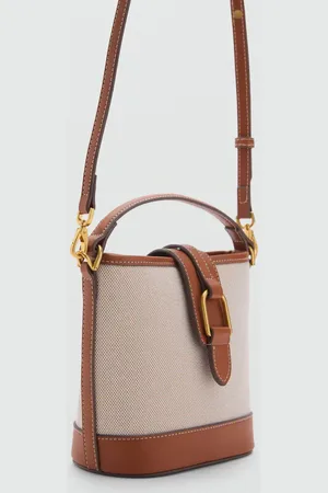 MANGO Bolso bucket canvas contraste Unitalla