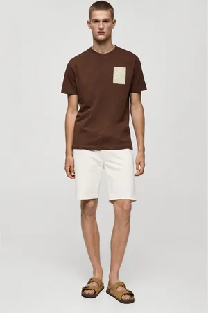 MANGO AN Camiseta % algodón estampado pecho