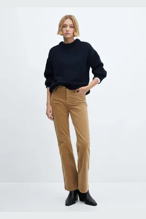 MANGO Pantalón flare tiro medio pana