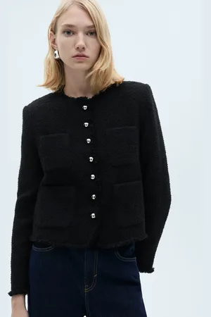 MANGO Chaqueta tweed botones joya