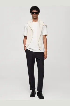 MANGO AN Pantalón regular fit algodón textura