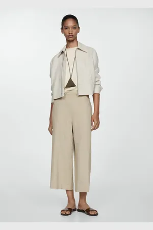 MANGO Pantalón lino wideleg