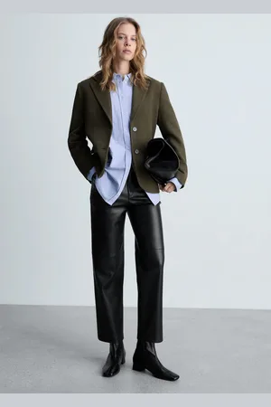 MANGO Pantalón recto efecto piel