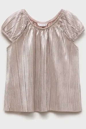MANGO KIDS Camiseta plisada metalizada años