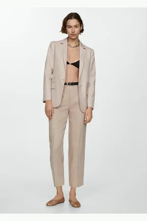 MANGO Pantalón crop lino