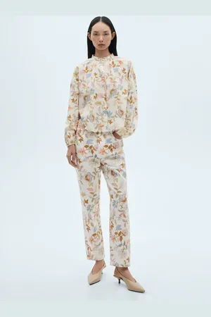 MANGO Blusa algodón estampado flores E