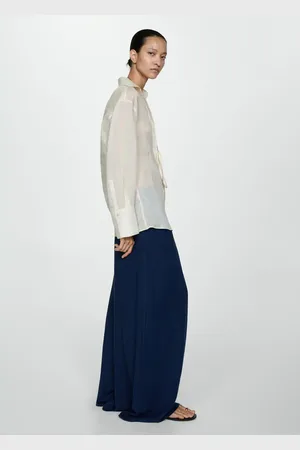 MANGO Pantalón lyocell cintura elástica