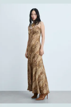 MANGO Vestido gasa animal print