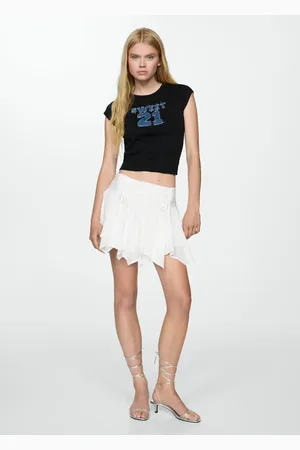 MANGO Camiseta algodón estampado