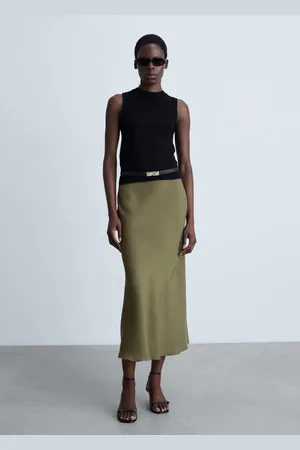 MANGO Falda midi satinada CH