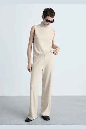 MANGO Pantalón wideleg punto fino