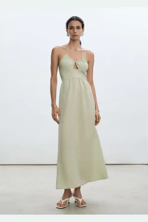 MANGO Vestido largo cuello halter E