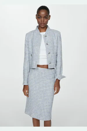 MANGO Chaqueta tweed botones metálicos