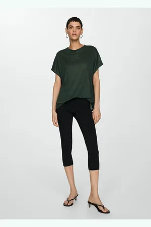MANGO Camiseta lino manga corta