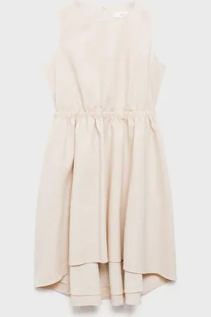 MANGO KIDS Vestido lino detalle fruncido 6