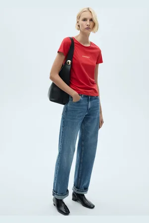 MANGO Camiseta algodón logo