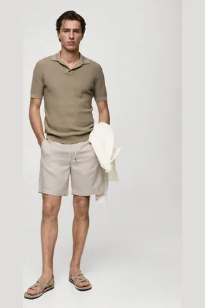 MANGO AN Bermudas lino tencel cordón 6