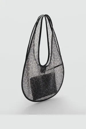 MANGO Bolso mano semitransparente leopardo Unitalla