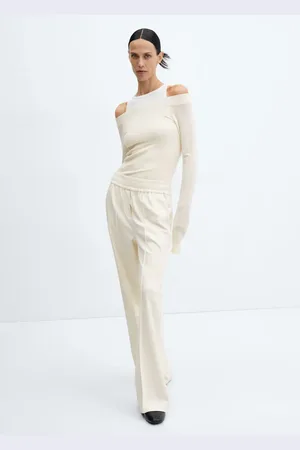 MANGO Pantalón wideleg cintura elástica E