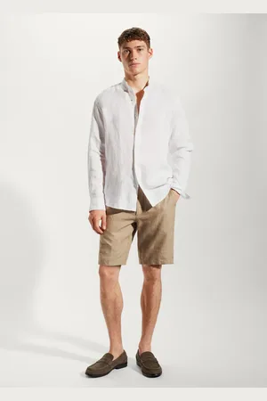 MANGO AN Camisa % lino cuello mao