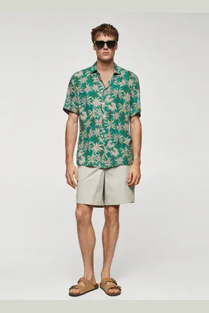MANGO AN Camisa manga corta estampado hawaiano